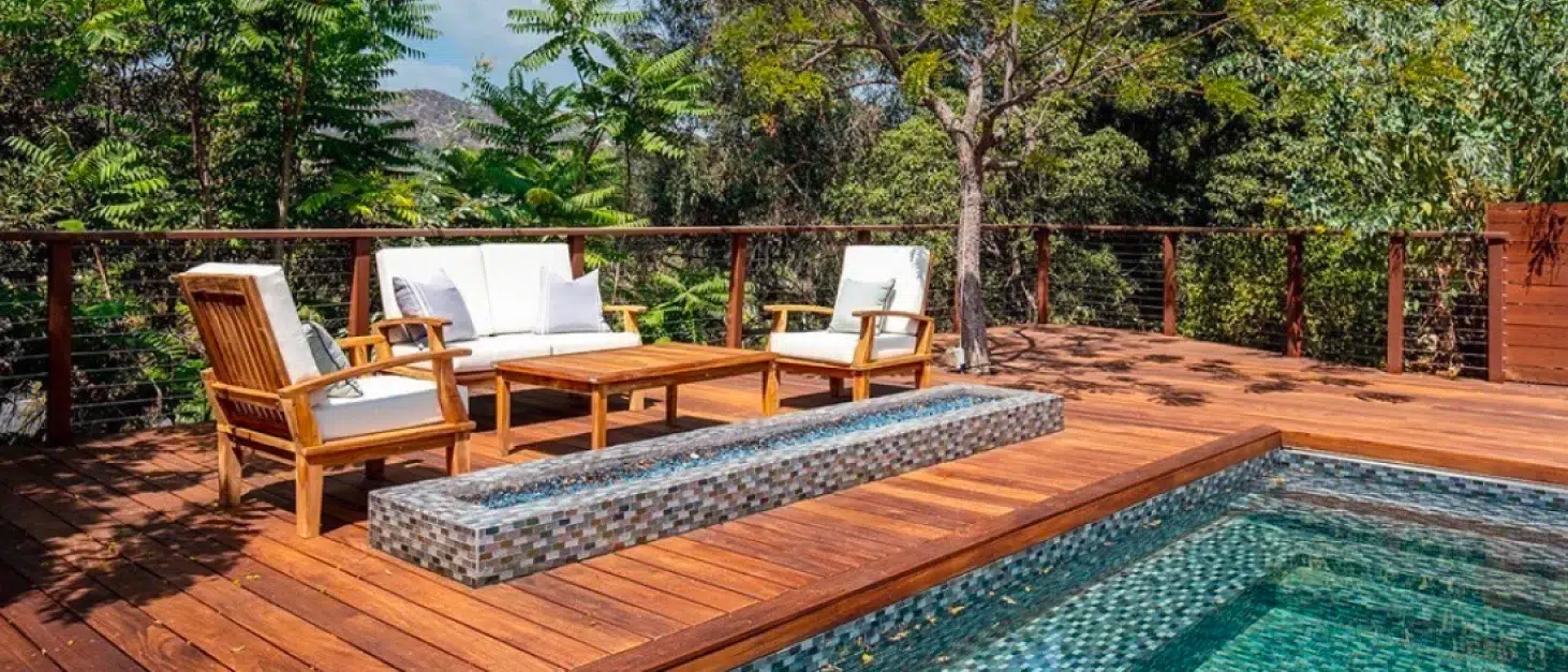 Jatoba wood backyard pool deck