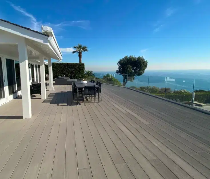 Seaside house patio hardwood deck project in Los Angeles