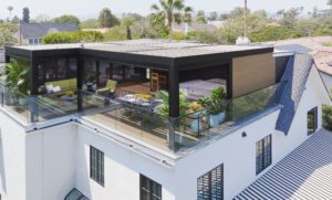 Stunning 3D visualization of a spacious deck with pergola made by Rooftop Deck Installers