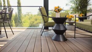 Close up of timbertech composite deck