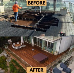 before/after of malibu deck fire