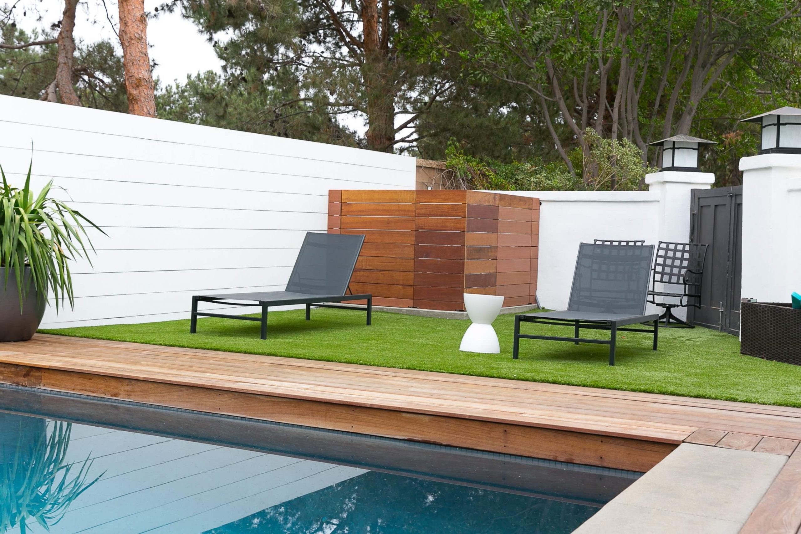 Redwood Poolside Deck and Artificial Grass