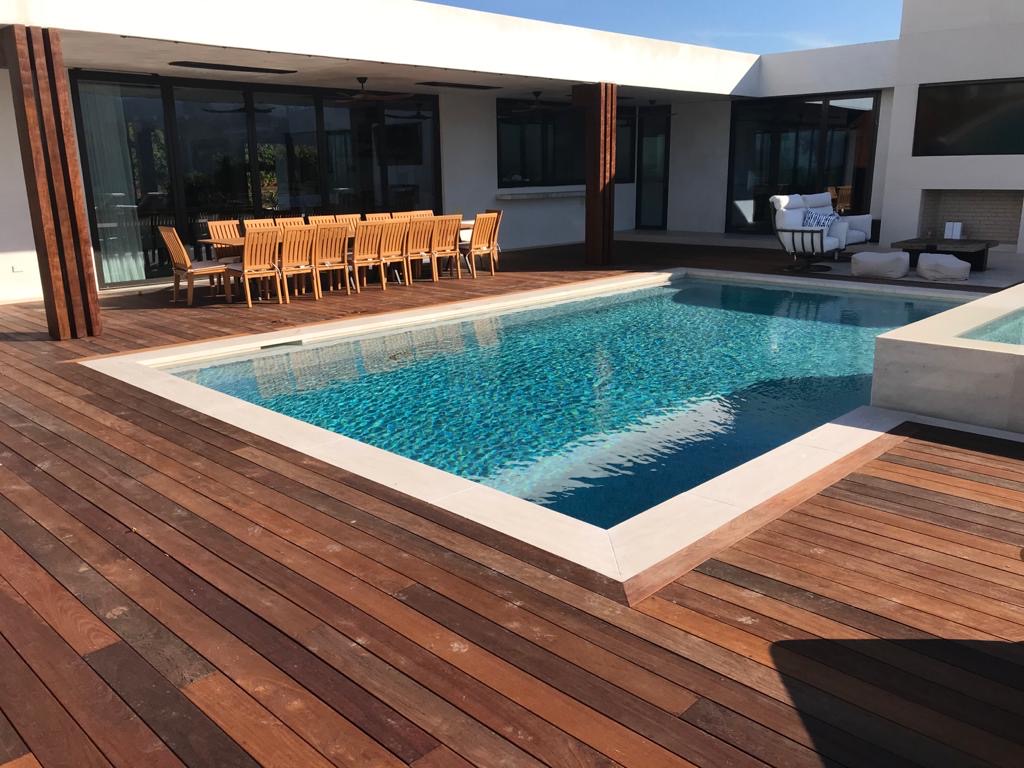 Contemporary IPE Deck pool deck with the hardest wood