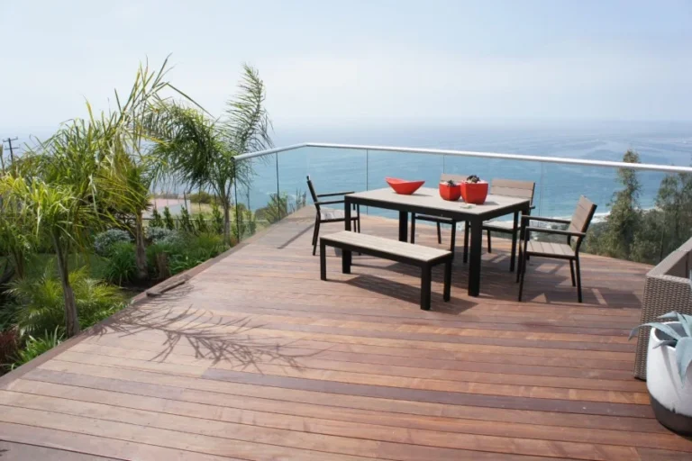LA Decks professional team completing premium deck refinishing and weatherproofing services for a backyard in Santa Monica.