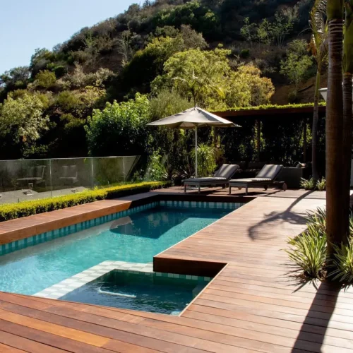 Hollywood Hills ipe deck and pool.